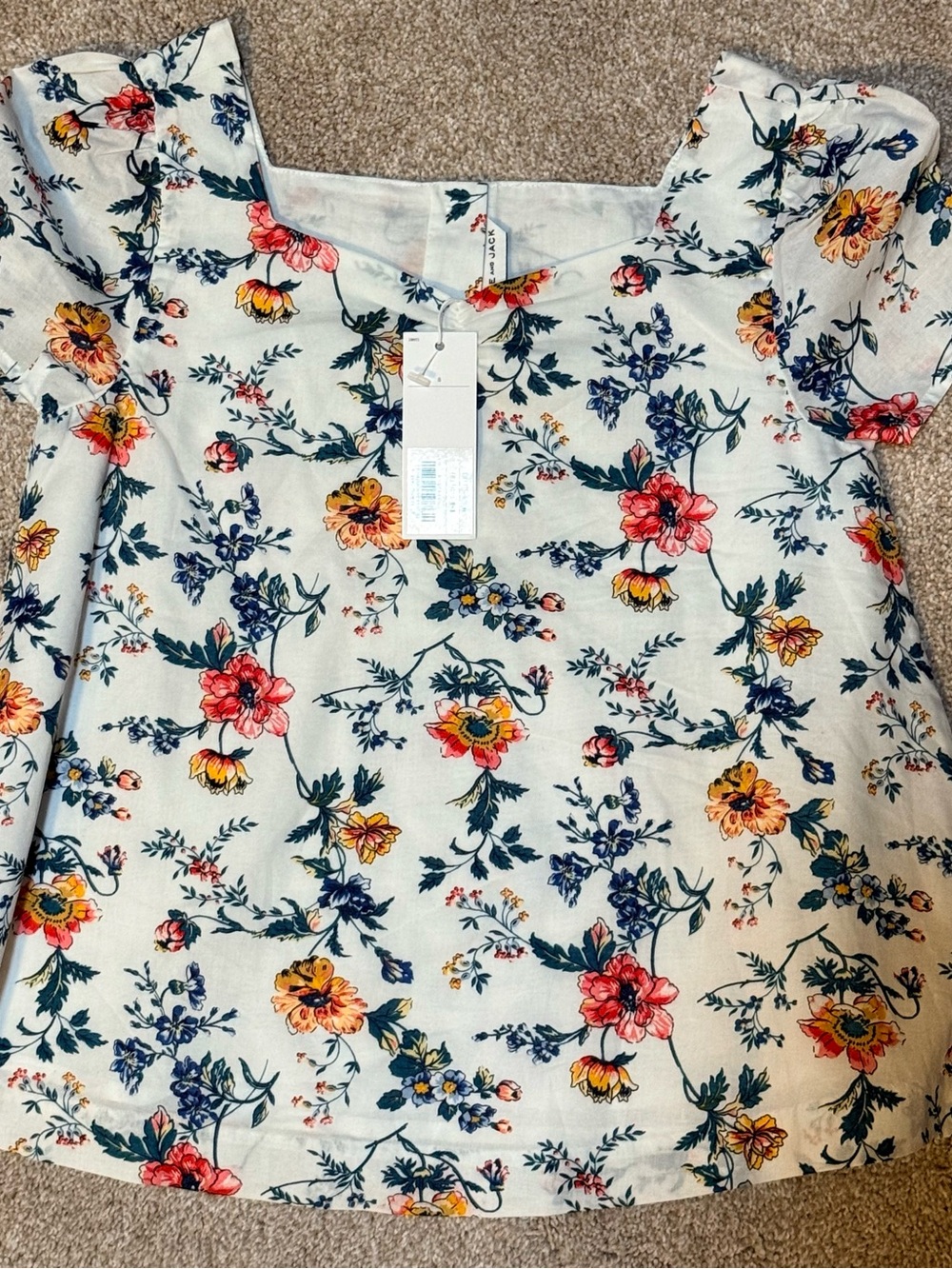 Janie and Jack Girls Size 8 Floral Puff Sleeve Top Blouse NWT $38